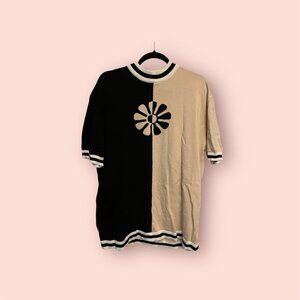 Mens Beige and Black Flower Sweater